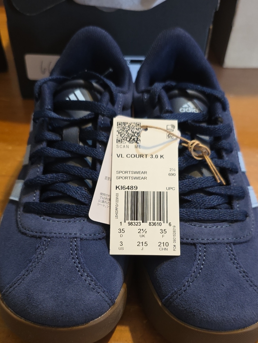 adidas Kid's VL Court 3.0 K Sneakers in Navy
